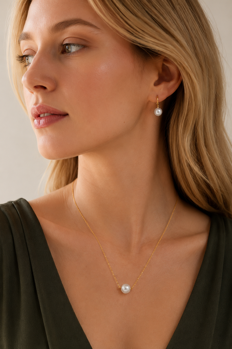 14K Gold Freshwater Solitaire Pearl & Gold Pendant, Alternate, color, Yellow Gold Chain