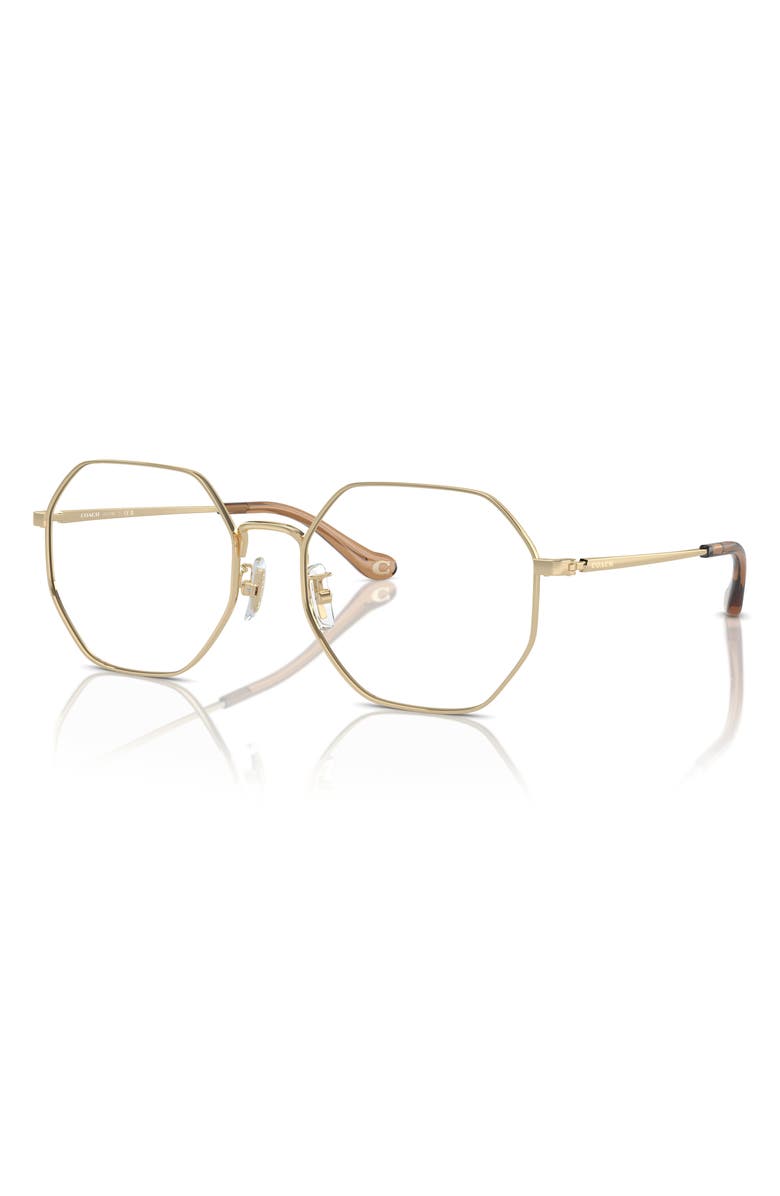 COACH 56mm Irregular Optical Glasses, Alternate, color, Shiny Light Gold / Demo Lens