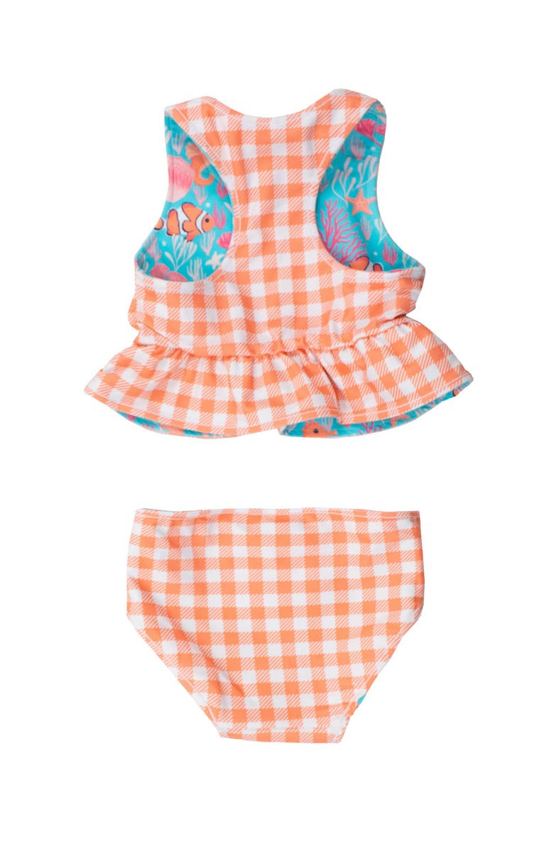 RuffleButts UPF50 Sun Protected Reversible Peplum Tankini, Alternate, color, Ocean Tides