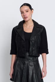 Central Park West Quinn Cropped Vegan X Sweater Jacket