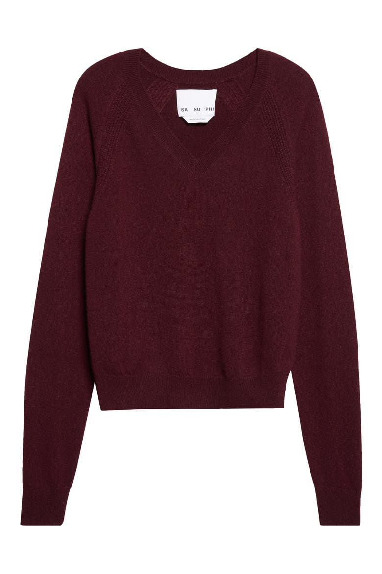 Cashmere & Silk V-Neck Sweater, Main, color, BORDEAUX - 0550
