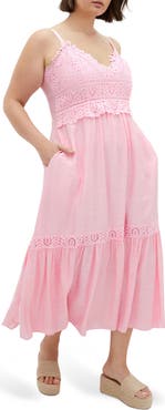 City Chic Brielle Lace Trim Maxi Sundress