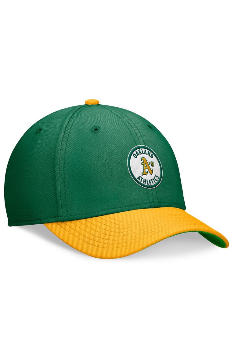 Men's Nike Green/Gold Oakland Athletics Cooperstown Collection Rewind Swooshflex Performance Hat, Alternate, color, Green