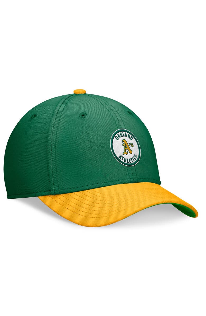 Nike Men's Nike Green/Gold Oakland Athletics Cooperstown Collection Rewind Swooshflex Performance Hat, Alternate, color, Green