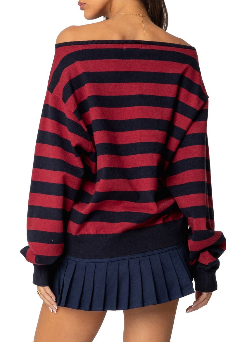 Sterling Stripe Off the Shoulder Sweater, Alternate, color, MIX