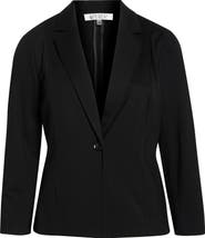 KASPER One-Button Seamed Waist Blazer