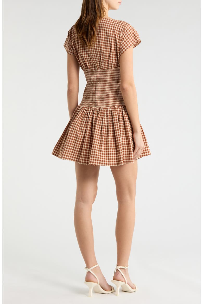 Smock Bodice Stretch Cotton Gingham Minidress, Alternate, color, GINGHAM