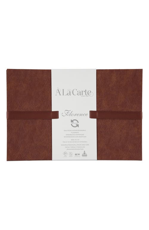 Dainty Home Faux Leather Reversible Set Of 4 Placemats In Reversible Saddle Brown Black