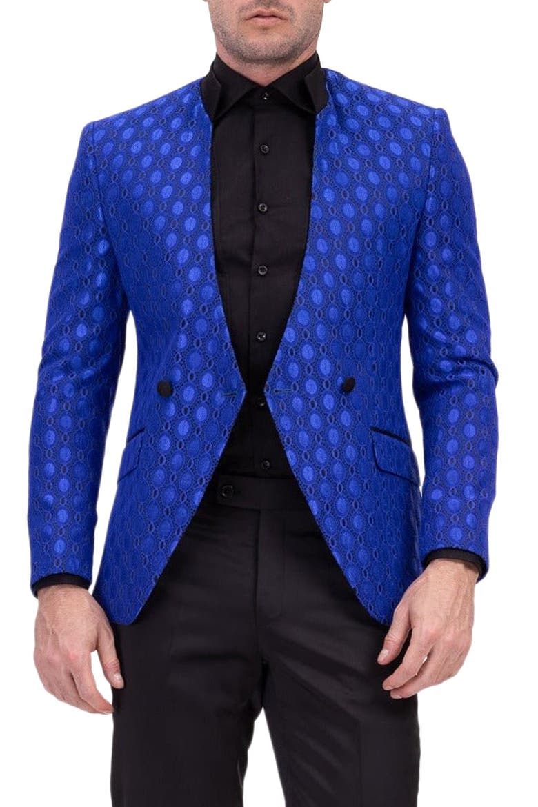 Texture Eyelet Tuxedo Jacket, Main, color, BLUE