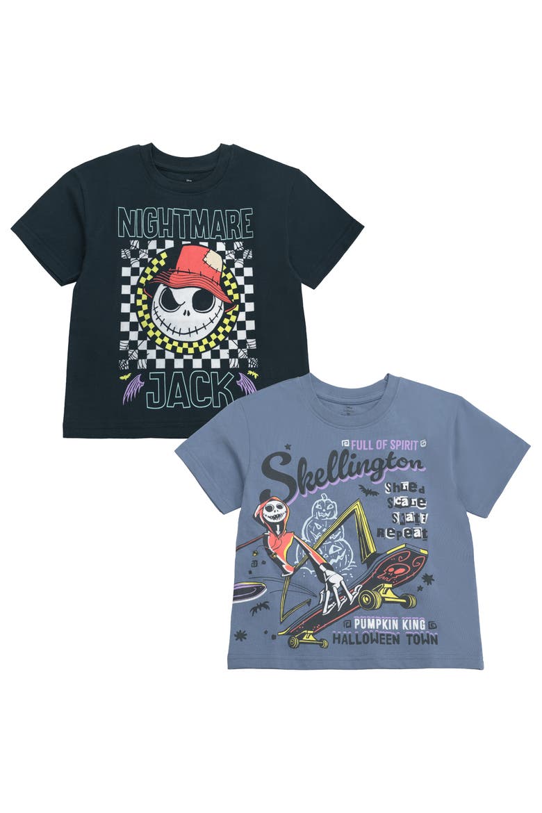 Nightmare Before Christmas 2-Piece Short Sleeve T-Shirt Set, Main, color, Jack Zero Slate Black