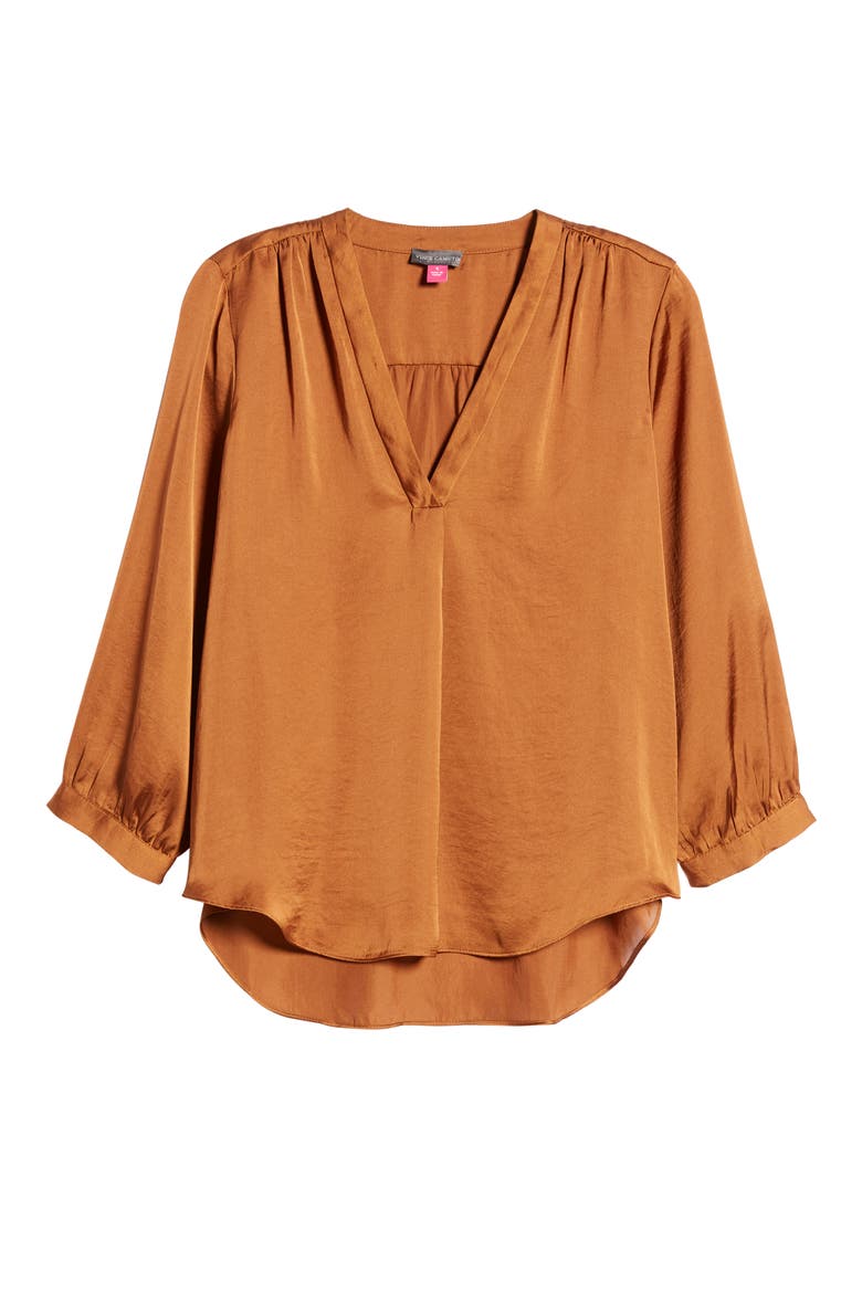 Rumple Satin Blouse, Alternate, color, RICH TOFFEE