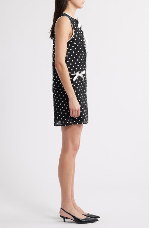 Shop Sister Jane Isles Polka Dot Bow Trapeze Minidress In Black
