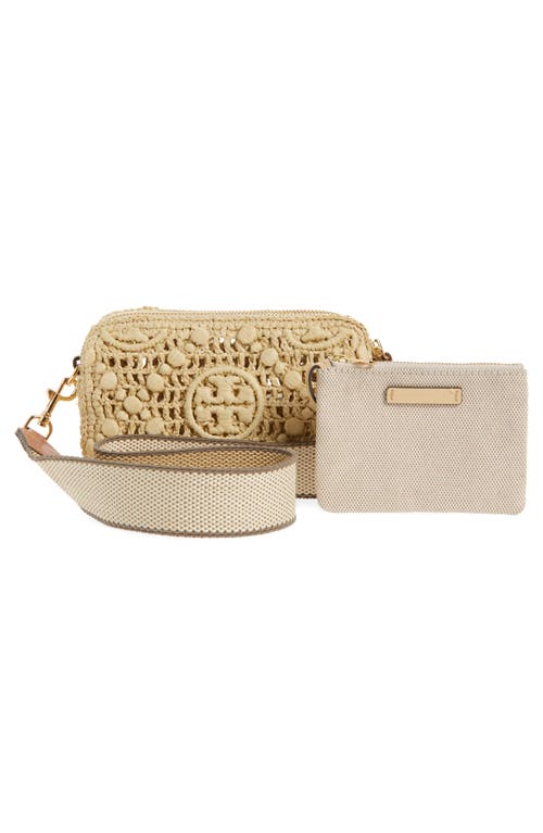 Tory Burch Mini Miller T Monogram Raffia Crossbody Bag