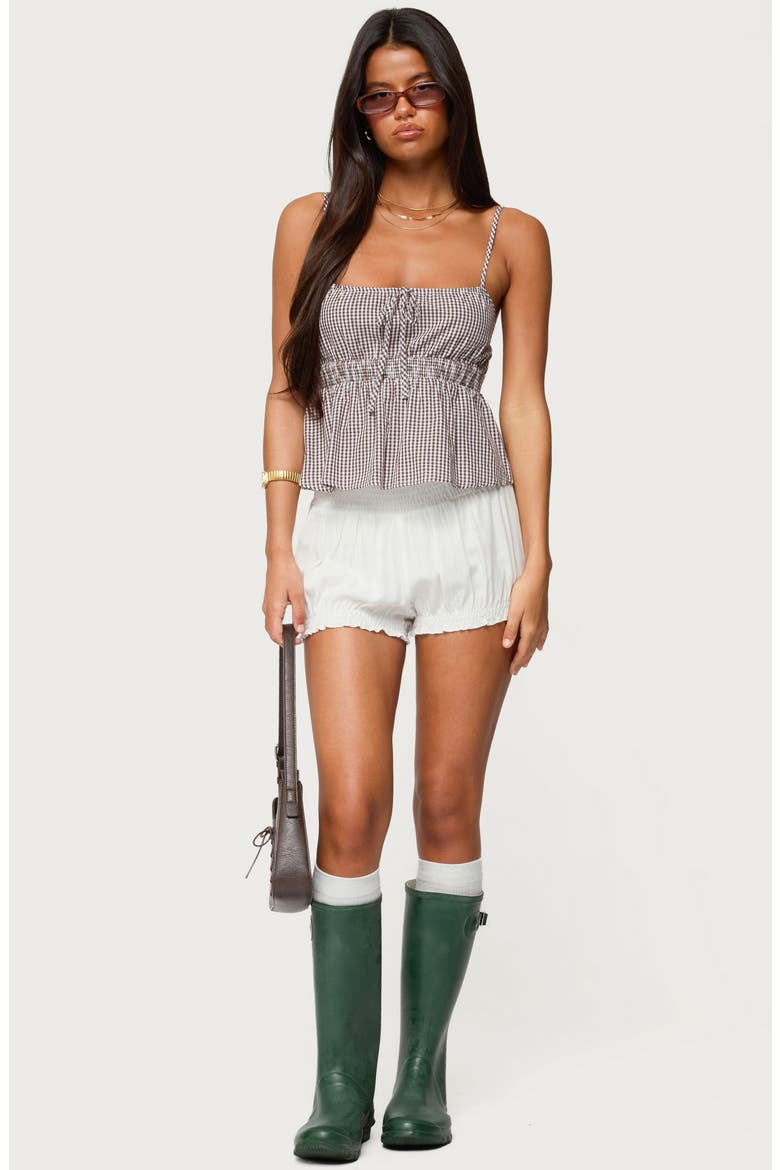 Zahara Gingham Cotton Camisole, Alternate, color, BROWN