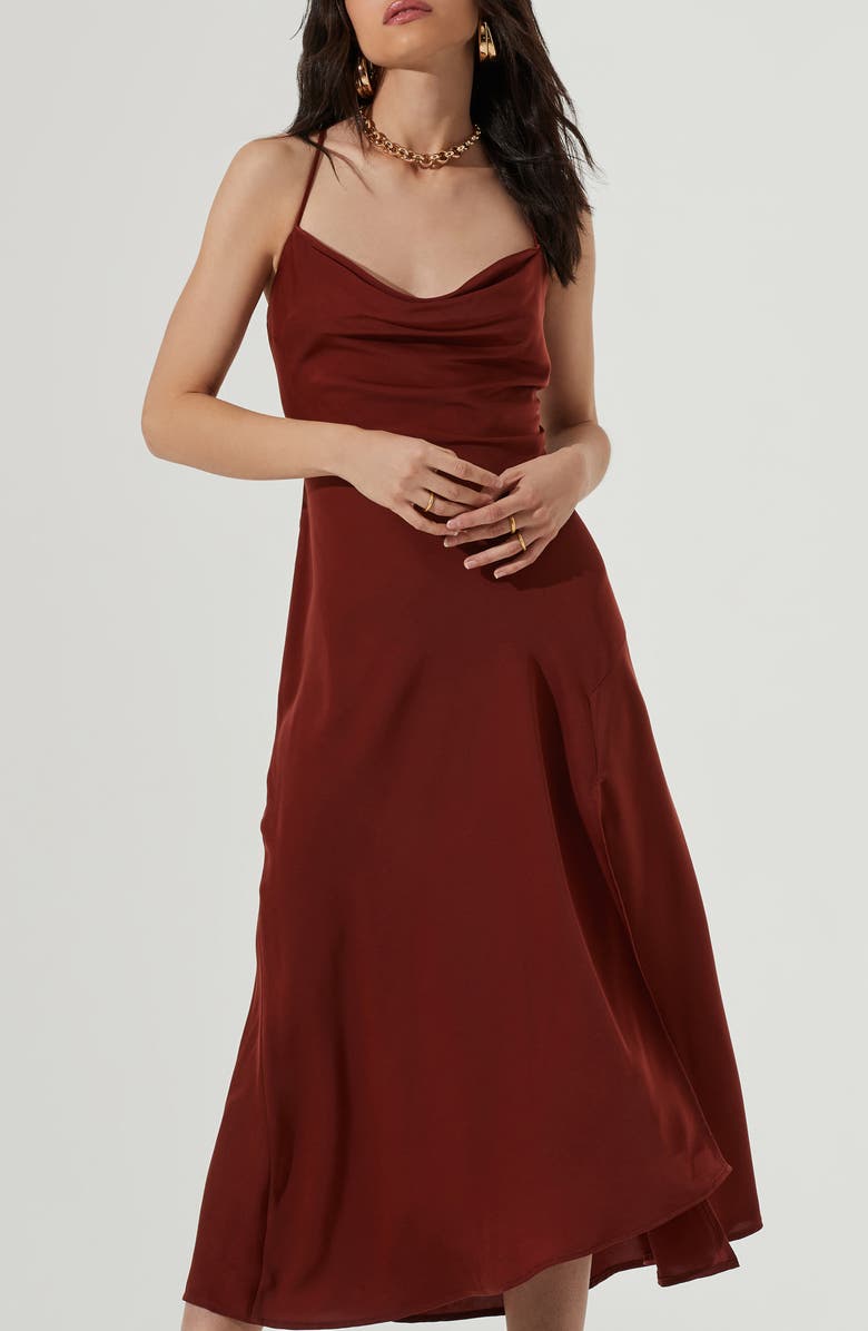 ASTR the Label Gaia Cowl Neck Satin Dress, Alternate, color,