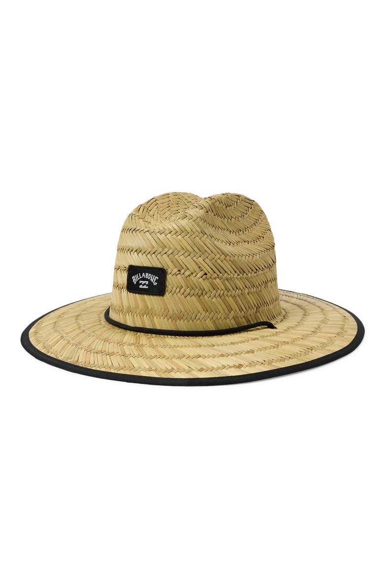 Tides Print Woven Straw Hat, Main, color, OFF BLACK