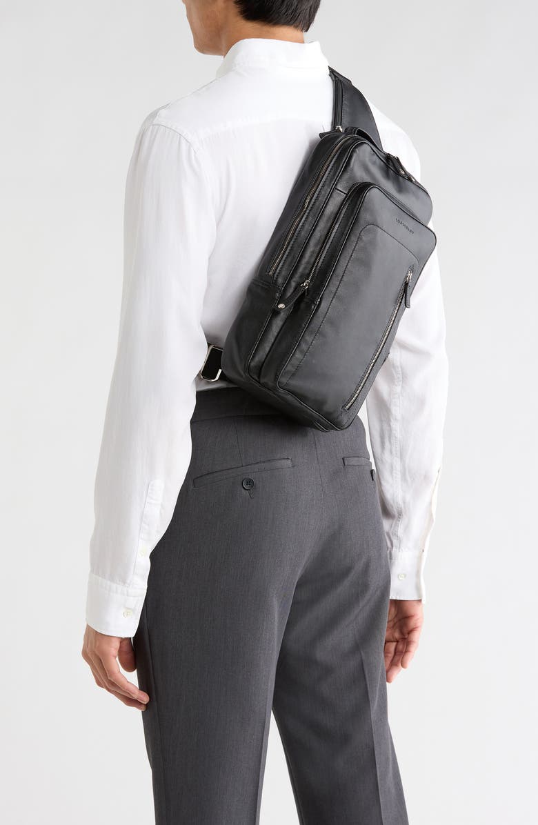 Longchamp Small Parisis Leather Sling Bag, Alternate, color, Black