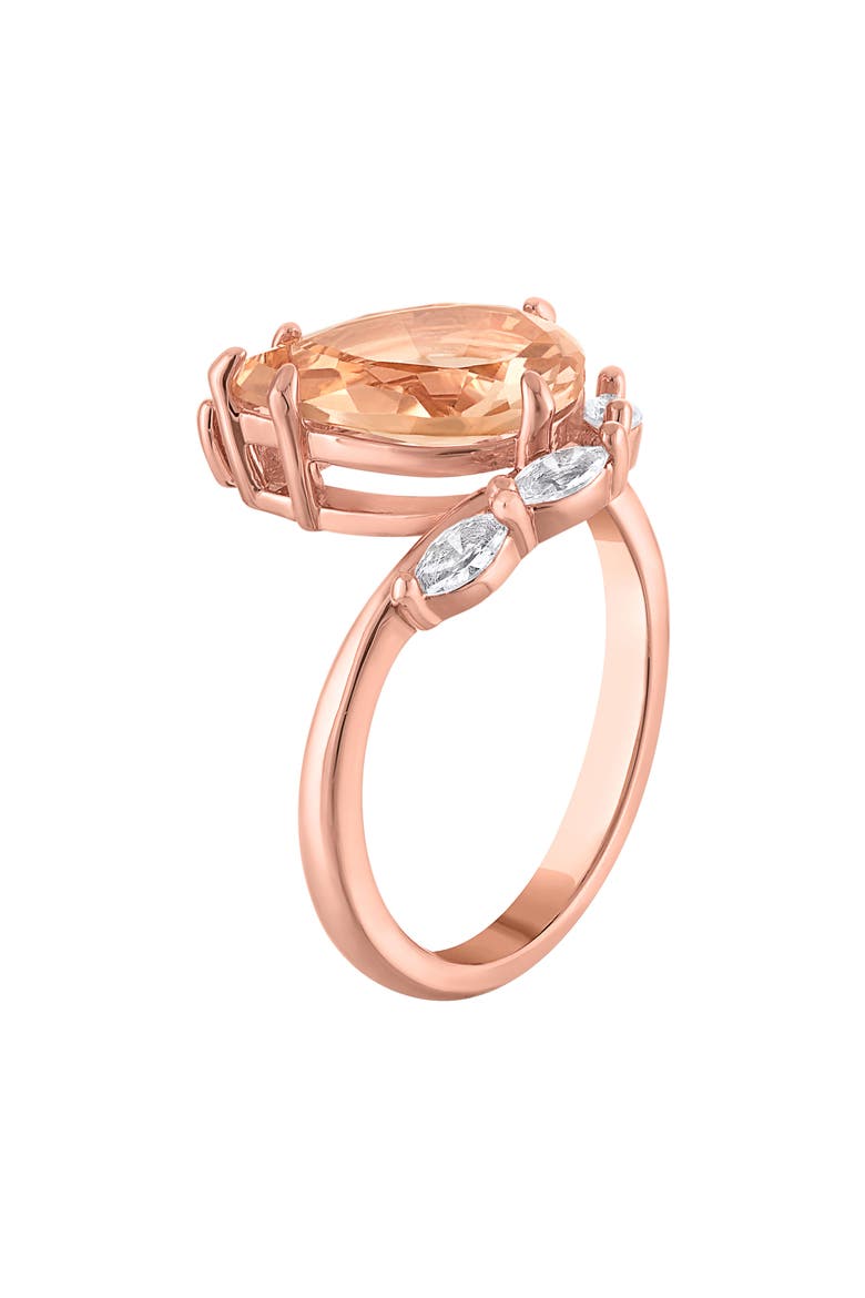 Synthetic Morganite & Cubic Zirconia Ring, Alternate, color, PINK
