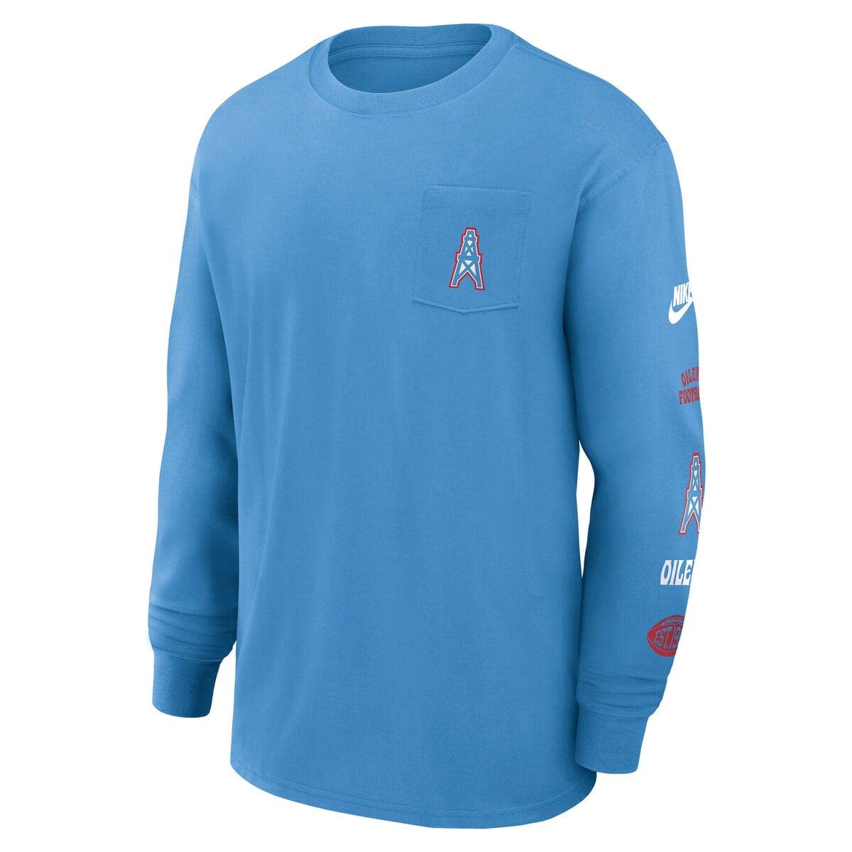 Nike Men's Nike Light Blue Houston Oilers Rewind Heavy Max90 Pocket ...