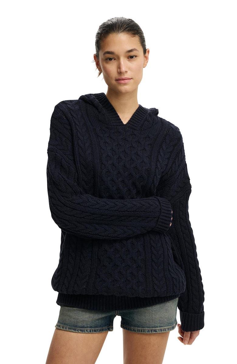 Cotton On Women's Oversized Cable Hoody, Main, color, Total Eclipse