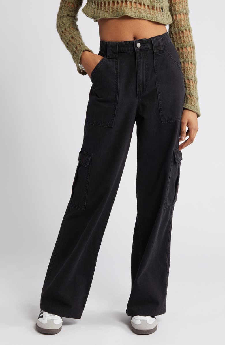 BP. Elastic Waist Wide Leg Carpenter Jeans, Main, color,