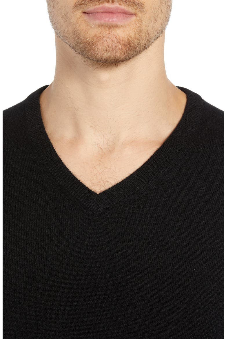 Everyday Cashmere Regular Fit V-Neck Sweater, Alternate, color, BLACK