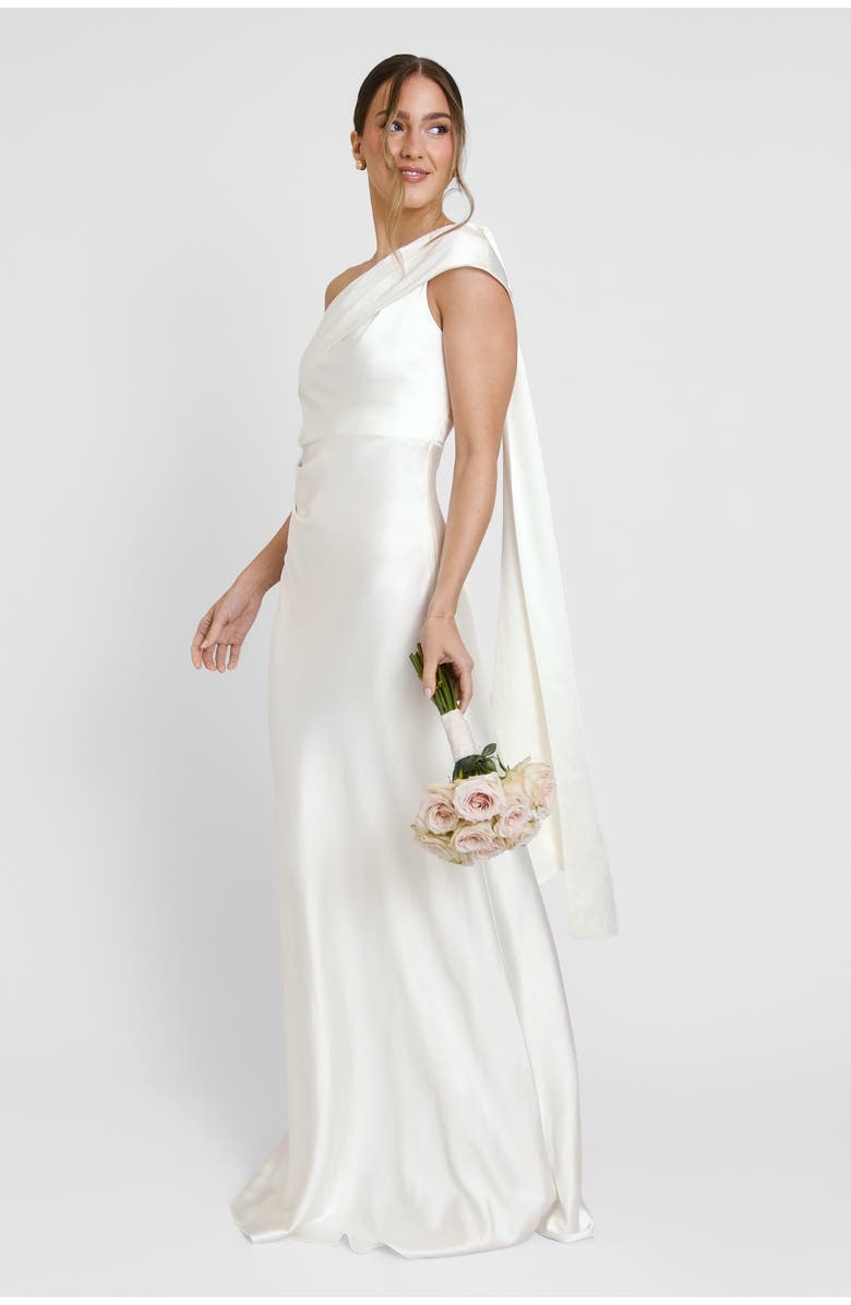 Six Stories Drape One Shoulder Bridesmaid Dress, Alternate, color, Ivory