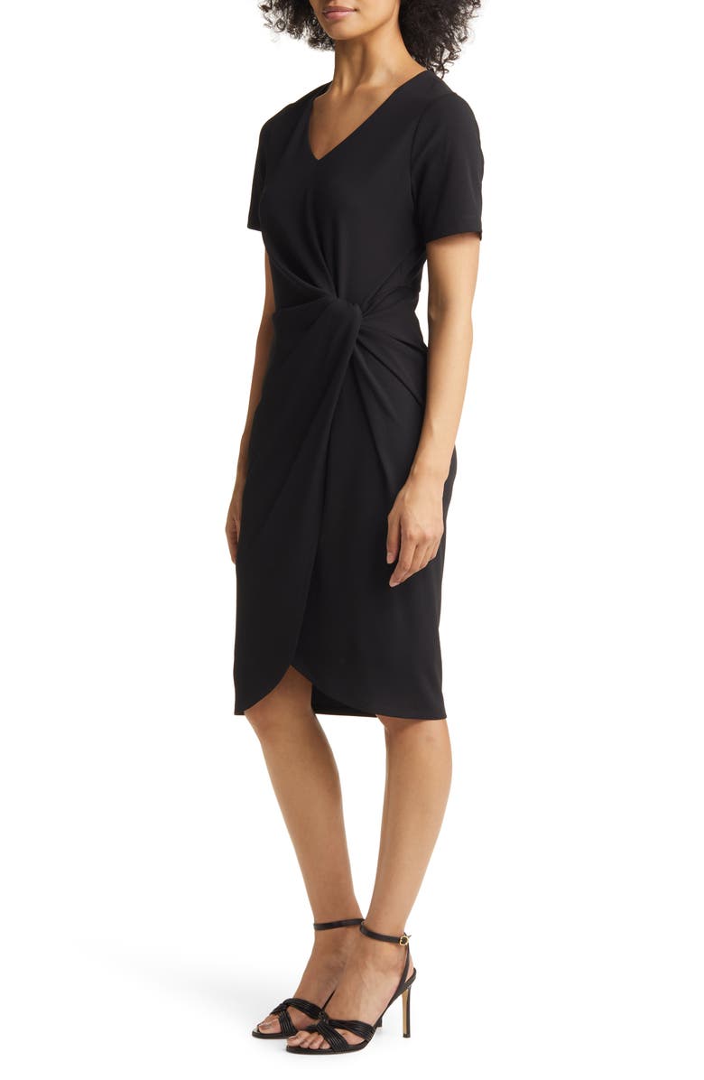 Tahari ASL Stretch Crepe Side Knot Dress, Alternate, color, 