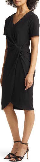 Tahari ASL Stretch Crepe Side Knot Dress | Nordstrom