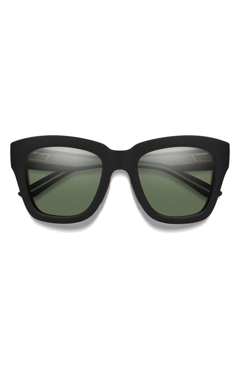 Smith Sway 52mm ChromaPop<sup>™</sup> Polarized Square Sunglasses, Main, color, Matte Black / Gray Green