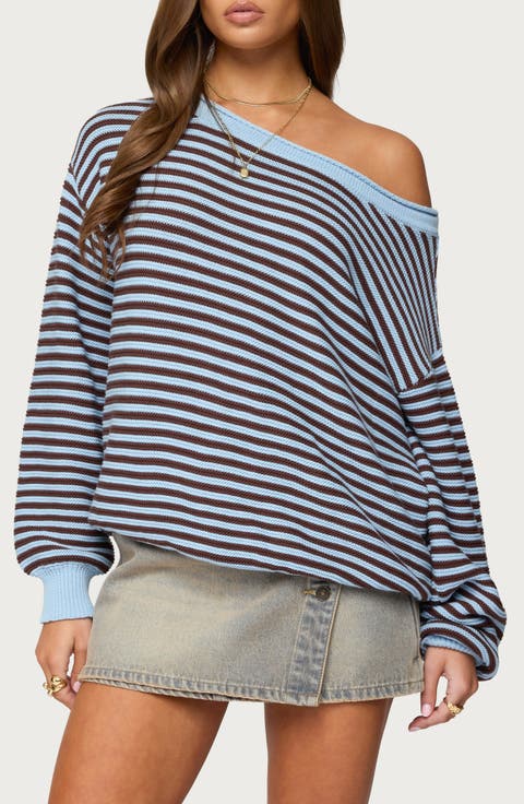 Averi Stripe Textured Cotton Sweater