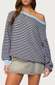 EDIKTED Averi Stripe Textured Cotton Sweater
