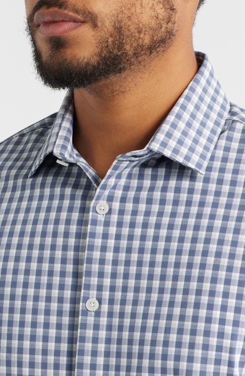 Mizzen + Main Mizzen+main Leeward Trim Fit Plaid Performance Button-up Shirt In Blue