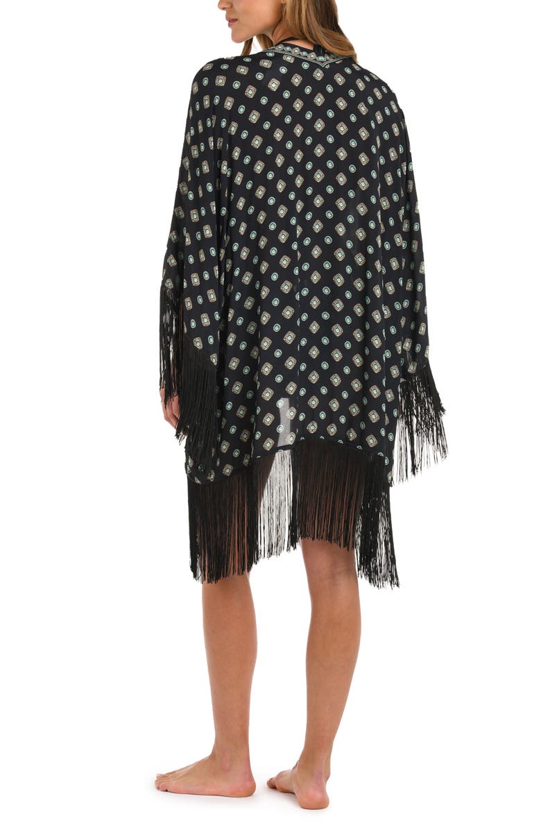 L'AGENCE Caterina Southwestern Fringe Cover-Up, Alternate, color, Black
