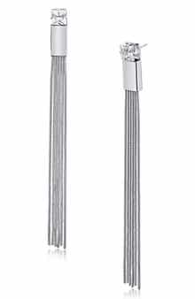 Cubic Zirconia Tassel Fringe Drop Earrings
