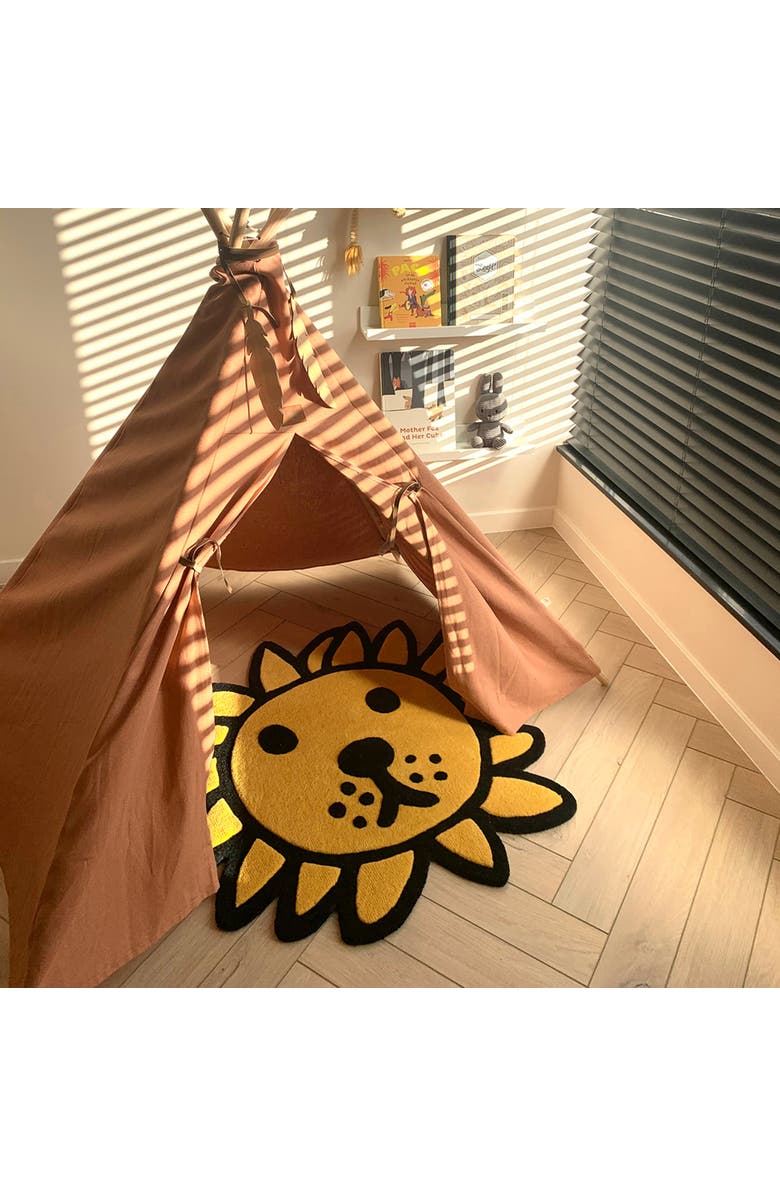 Maison Deux Leeuw Lion Rug, Alternate, color, Orange / Black Print