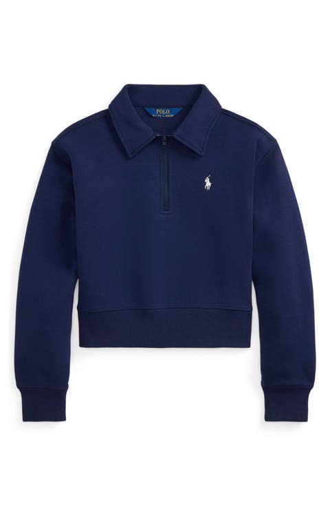 Kids
 Double Knit Quarter Zip Polo Sweatshirt (Big Kid)