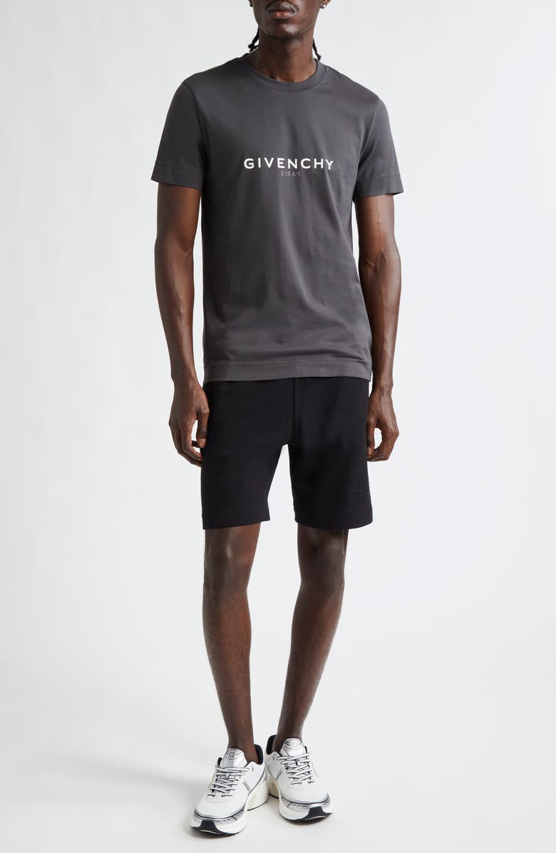 Givenchy Logo Script Cotton Sweat Shorts, Alternate, color, Black