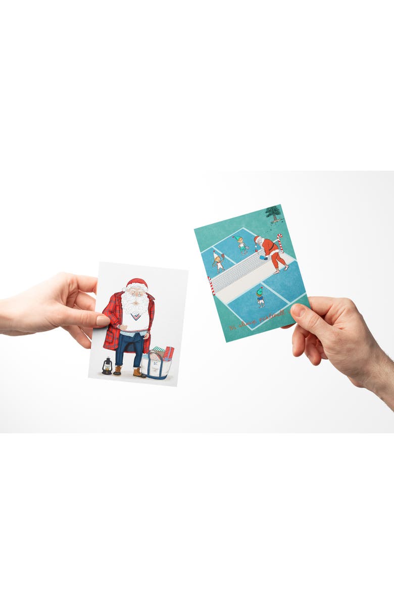 Ramus & Co Holiday Winter Card Pack (3ct, Assorted) Preppy Santa, Pickleball Santa, Pickleball, Alternate, color, Multi-Pack