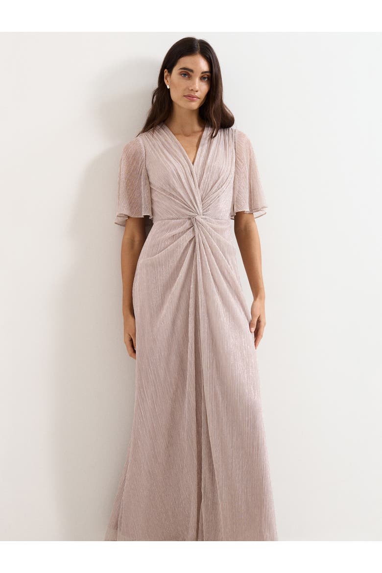 Dorinda Metallic Twist Front Maxi Dress, Alternate, color, Metallic