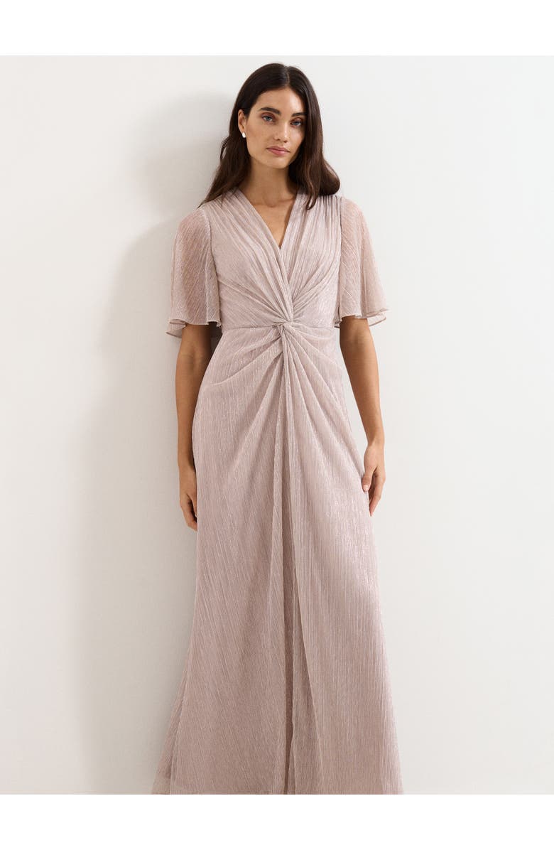 Phase Eight Dorinda Metallic Twist Front Maxi Dress, Alternate, color, Metallic