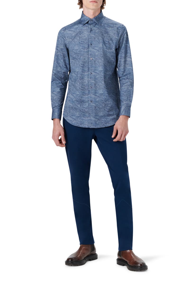 Bugatchi OoohCotton<sup>®</sup> Button-Up Shirt, Alternate, color, Indigo