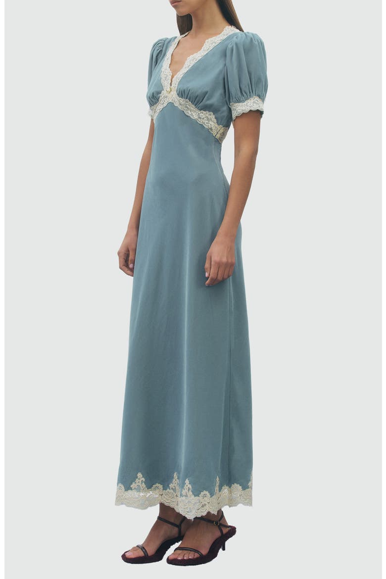 Sabrina Lace Trim Maxi Dress, Alternate, color, TEAL