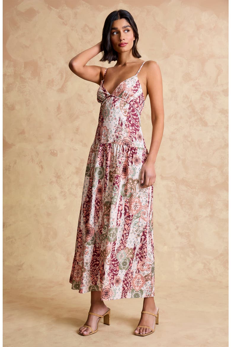 Paisley Print Maxi Dress, Alternate, color, BEIGE/ PEACH FUZZ