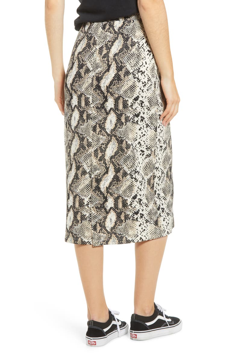 Ribbed Leopard Print Midi Skirt, Alternate, color, SNAKE PRINT
