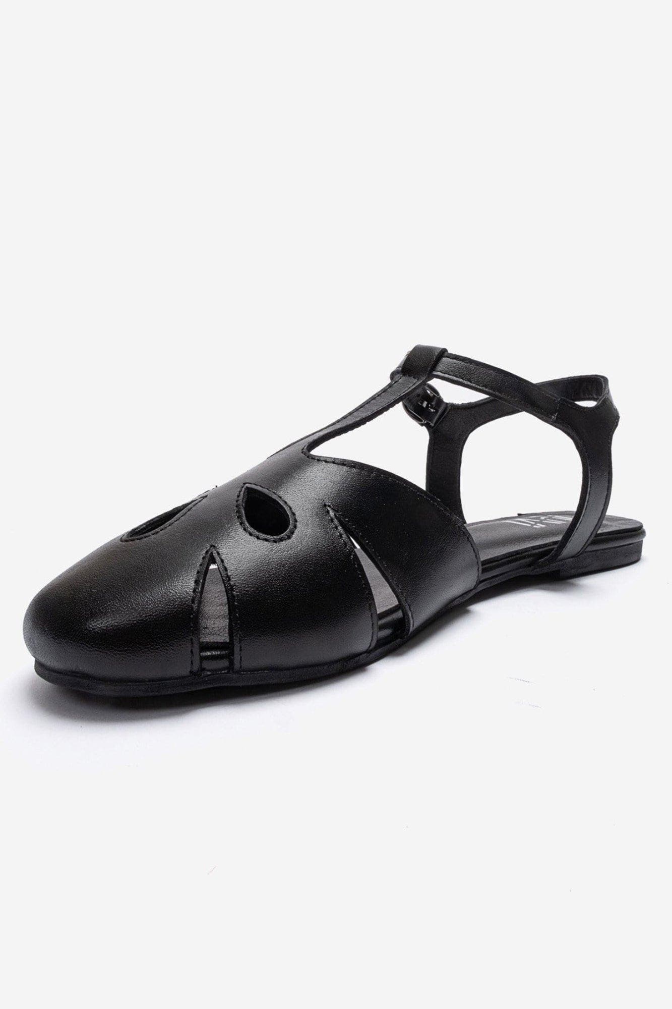 Nathalie Leather Ankle Strap Sandal, Alternate, color, Black