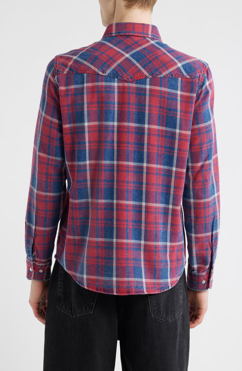 Brixton Waylon Plaid Snap Overshirt, Alternate, color, Denim Plaid