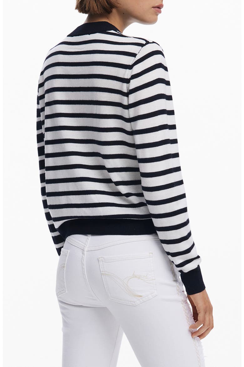 Blocked Stripe Crewneck Sweater, Alternate, color, BLACK
