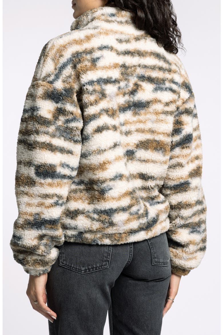 Leona Denim & Faux Shearling Jacket, Alternate, color, WHITE BROWN