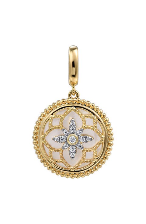 Bujukan Diamond & Mother-of-Pearl Floral Medallion Charm